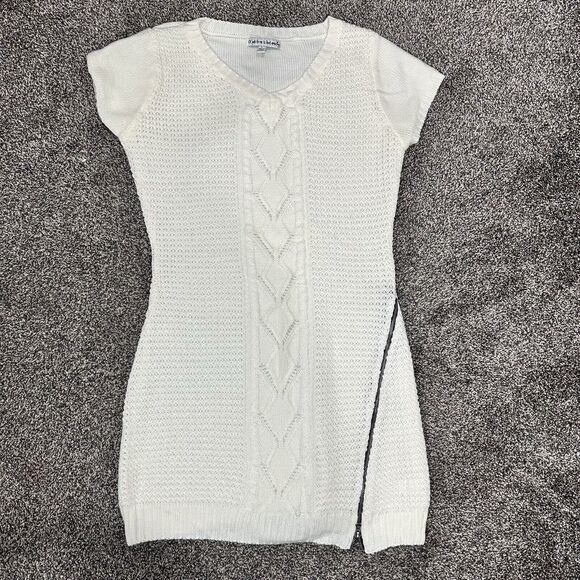 Made For Me To Look Amazing Dresses & Skirts - Womens Sweater Dress Sz Large Cream/ivory‎ Short Sleeve Above Knees Side Leg Zip
